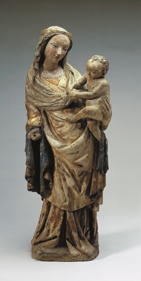 Schöne Madonnen # Salzburg. Gussstein um 1400.